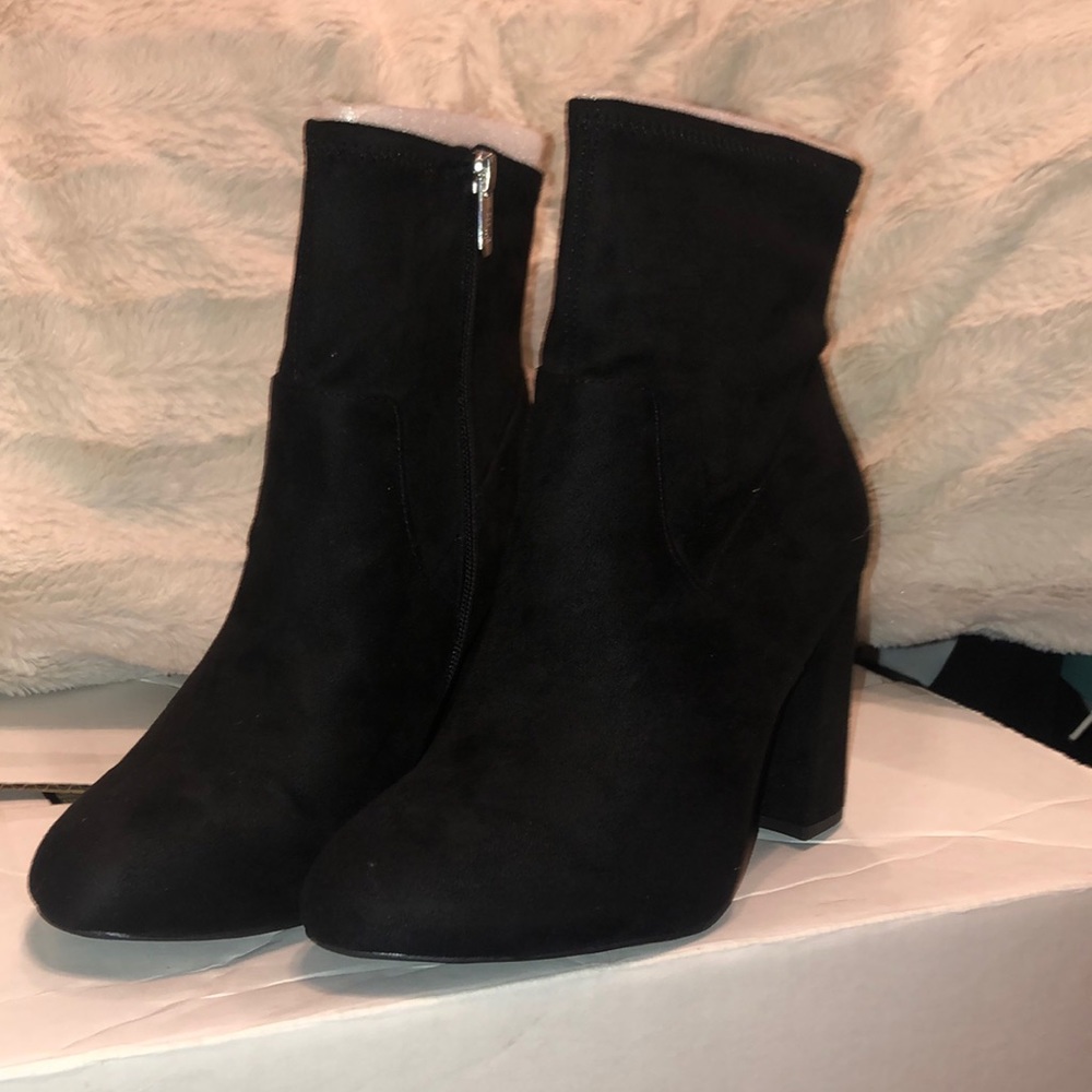 Black Suede Heeled Boots
